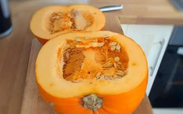 two halfs of pumpkin