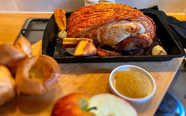 joint of pork with apple sauce