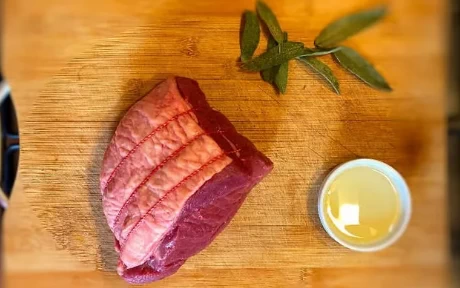 raw joint of roast beef