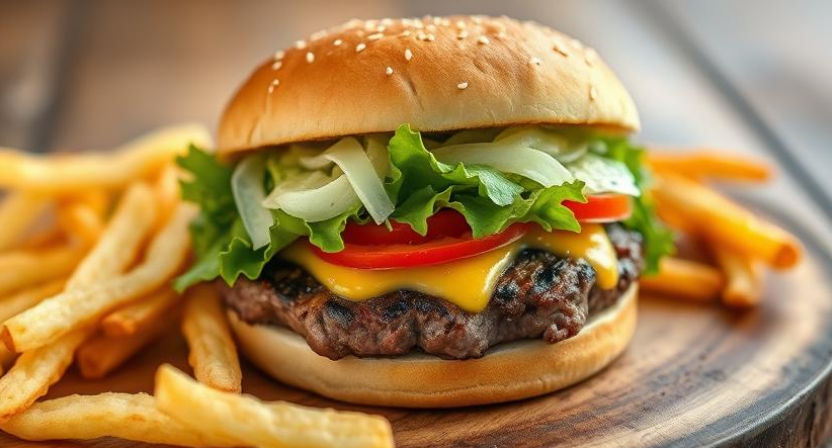 Cheese burger in a bun