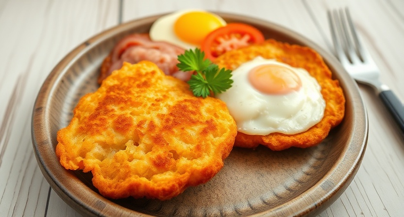 two hash browns on a plate