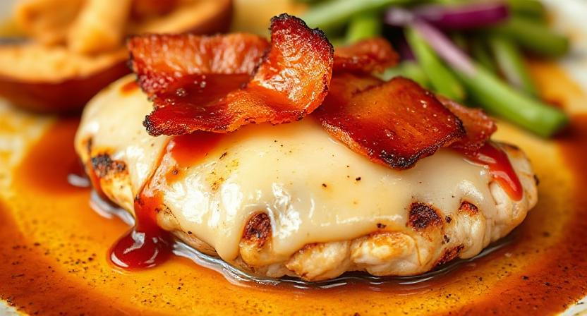 hunters chicken with cheese, bacon and BBQ sauce