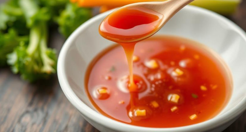 sweet and sour sauce in a pot