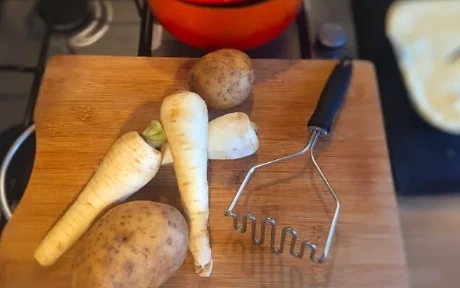 parsnips on a chopping board